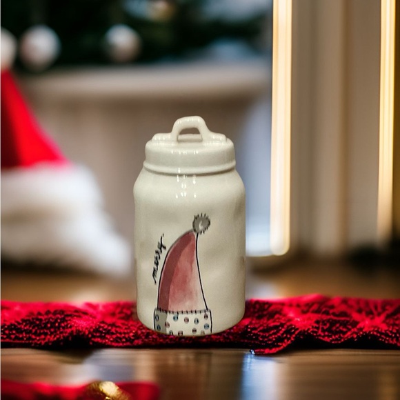 Rae Dunn OG Merry Santa Hat Watercolor Christmas Canister - Picture 2 of 6